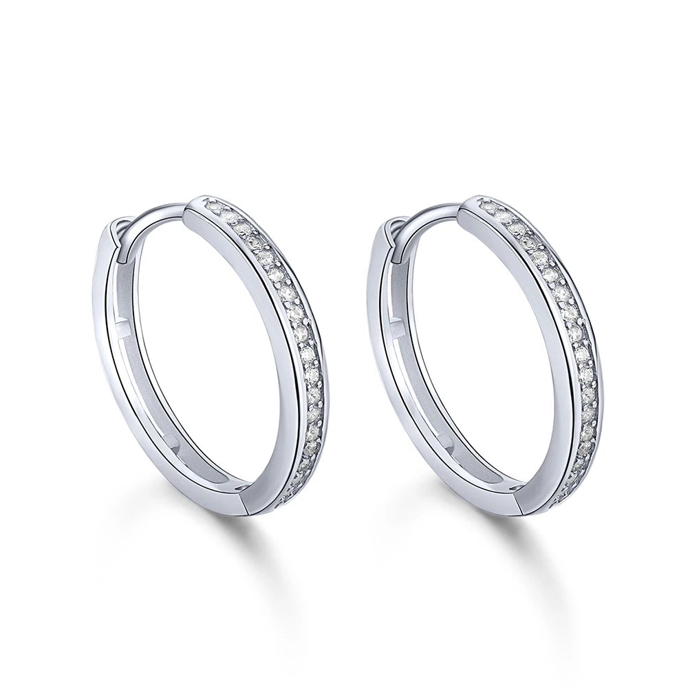 Dylam Simple Design Minimalist 925 Sterling Silver a Row Pave Inside-Out Cubic Zirconia Cz Ladies Women Hoop Earrings