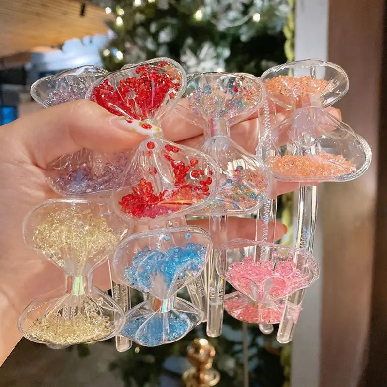 Transparent PVC Rhinestone Sequin Bow Headband for Christmas Day Children's Hair Accessories