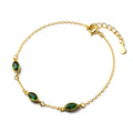 Fashion Jewelry Bracelets 925 Sterling Silver Emerald Green Zircon Bracelet Eye square Heart Gold Plated Bracelets for Women