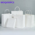 KM Recycled White Kraft Shopping Paper Bags with Twist Handles for Wedding Party Craft Retail Packaging