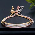 Wholesale Women's Adjustable Tennis Bracelet New Creative Gold-Plated Stainless Steel Rhinestone Zircon Classic Style for Gifts