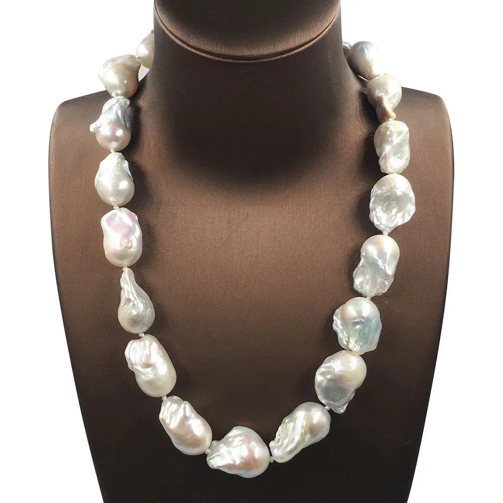 16-22 Inch Big Baroque Pearl Nature Freshwater Pearl Choker Necklace Pearl Size 14-18 mm MegaBDM