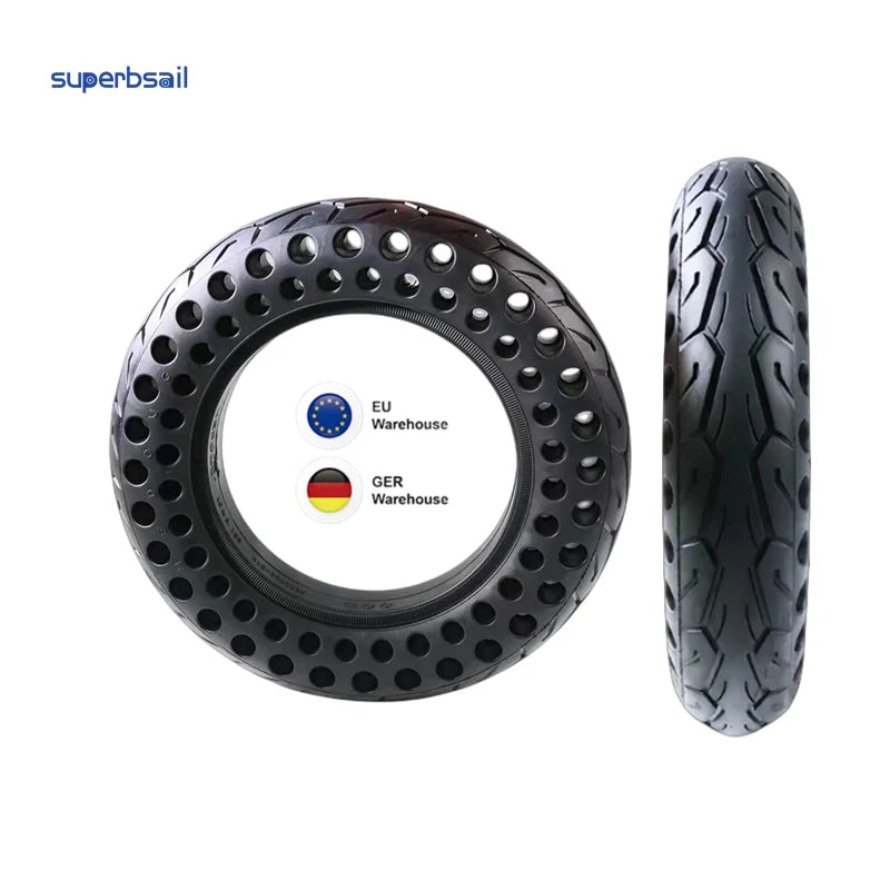 Superbsail DIY 10*2.125 Electric Scooter Wheel 10'' Non-Inflatable Solid Tire Double Hole Honeycomb 10'' Non-Inflatable Rubber