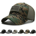 Custom USA American Flag Patch Adjustable 6 Panel Cotton Camo Mesh Baseball Cap Dad Trucker Hat