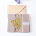 Free Design Luxury Custom Hardcover Gatefold Pink Texured Velvet Gold Mirror Monogram Acrylic Invitation for Wedding Birthday