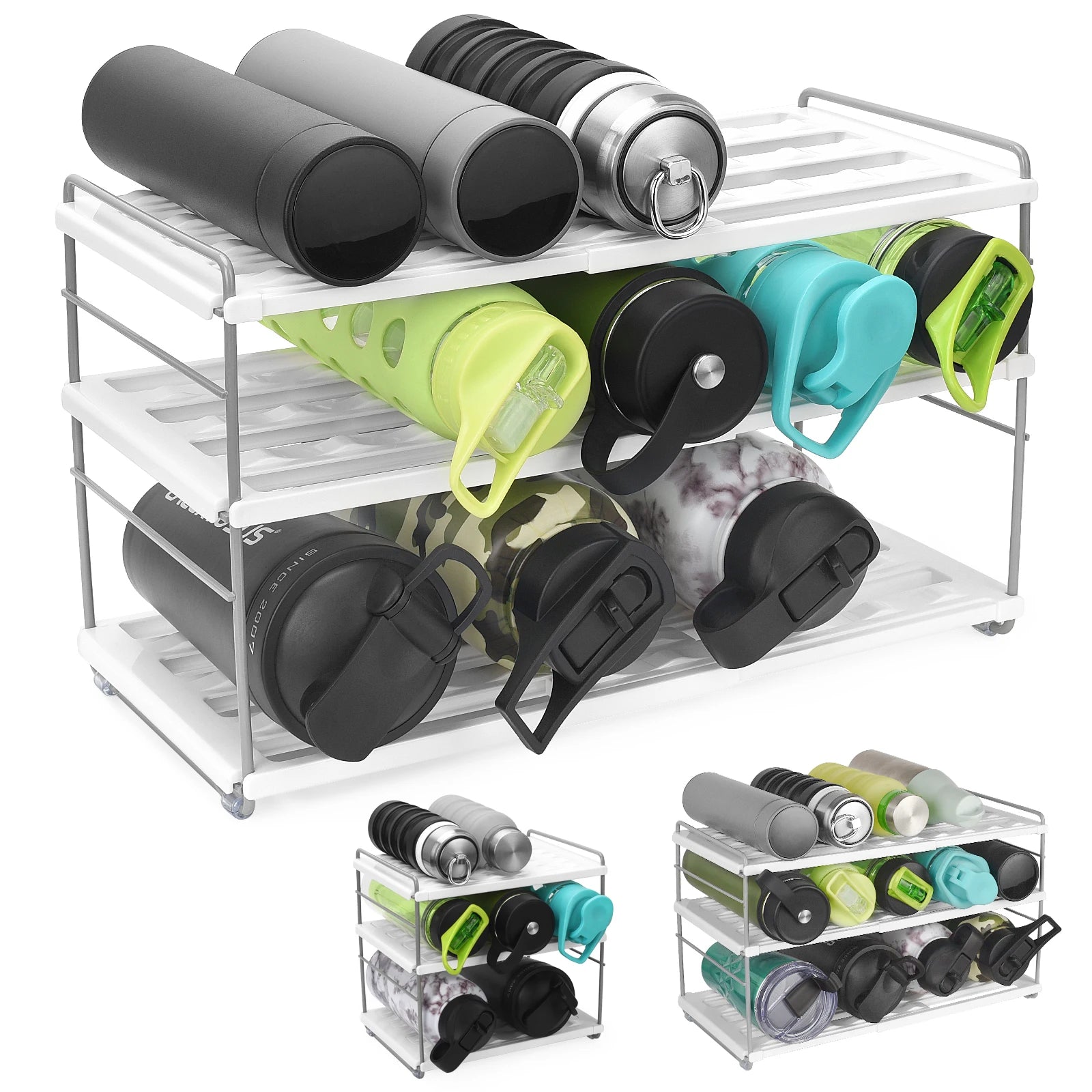 Adjustable and Expandable Bottle Organizer Food Storage Tissue Storage Rack 3 Shelves Suitable for Kitchen