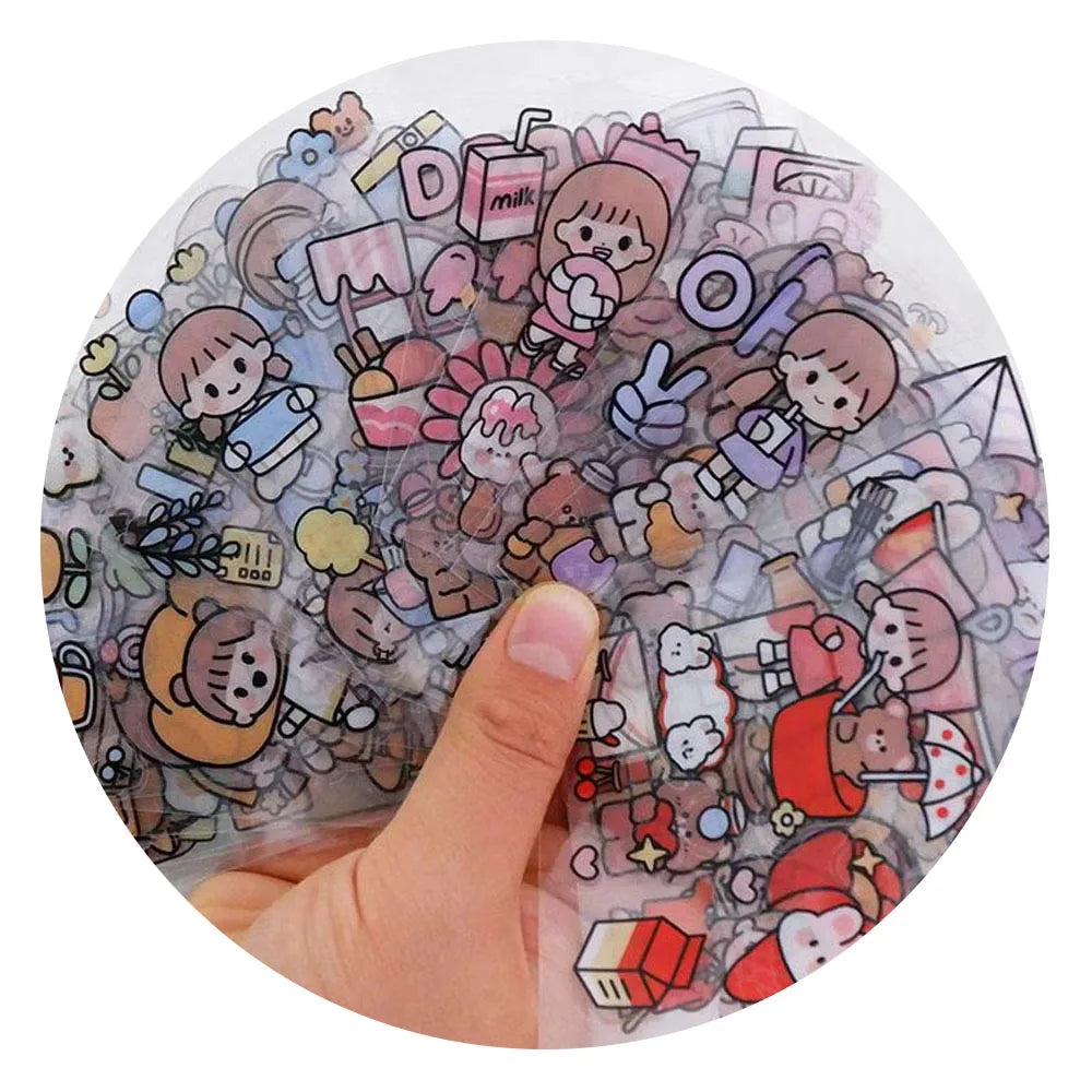 100pcs Cute Kawaii Ice Cream Girls Milk Bottles Sticker for Diary Notebook Scrapbooking Decorative Nail Stickers Kids Decals Toy