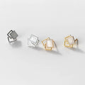 925 Sterling Silver Geometric Earrings Small Square Shape Gold Plated Enamel Ear Studs Fashion Jewelry for Women