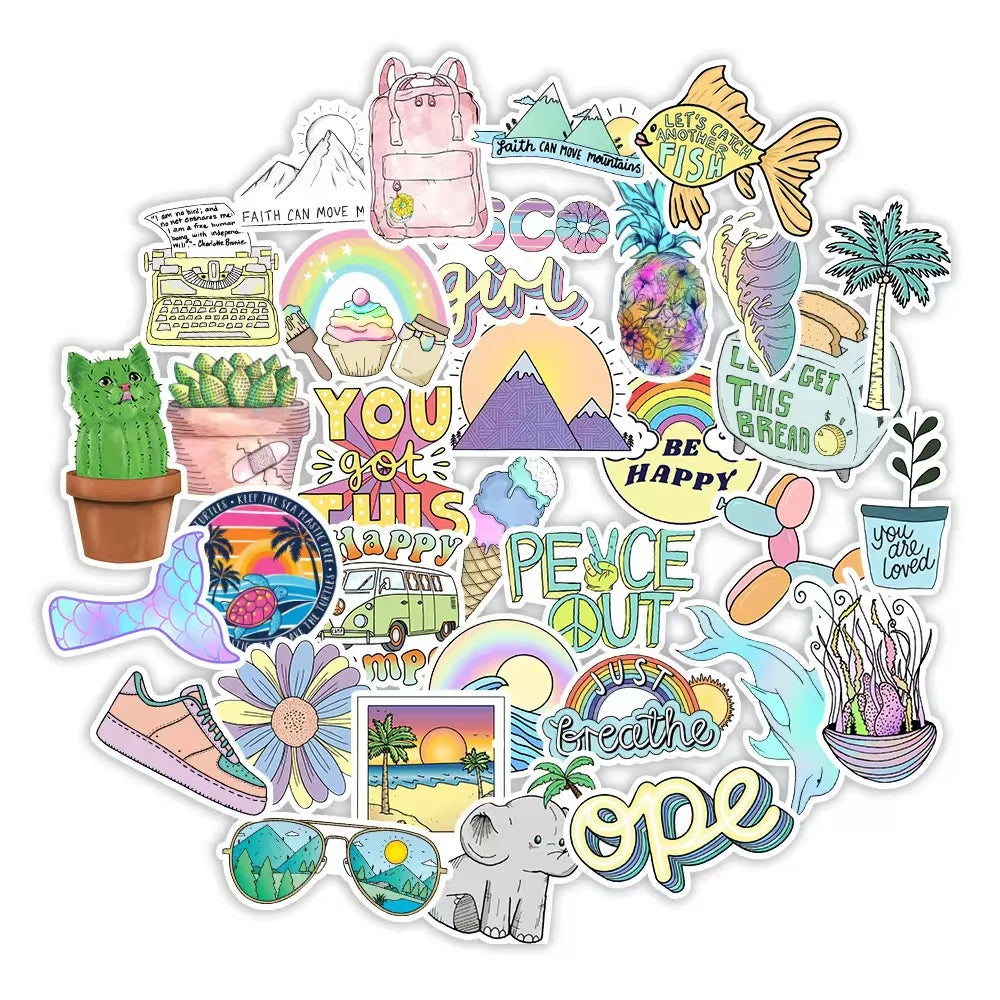 50pcs Vsco Graffiti Stickers for Suitcase Refrigerator Mobile Phone Water Cup Stickers Waterproof
