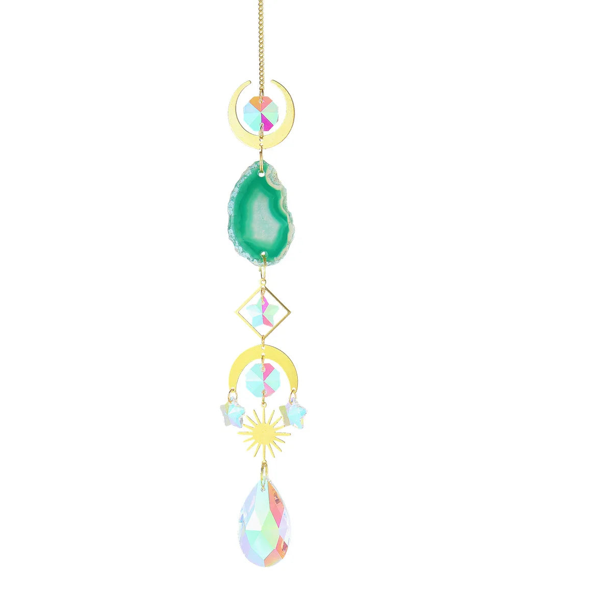 Wholesale Natural Agate Slices K9 Quartz Crystal Sun Catcher Hanging Moon Suncatche Wind Chime Crystal Sun Catchers for Fengshui