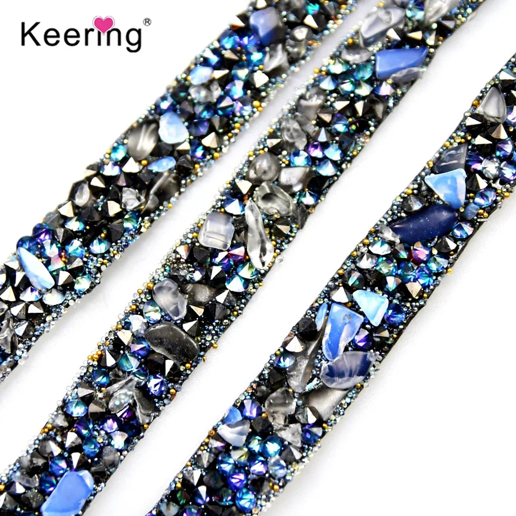 Wholesale Rhinestone Fix Iron on Handmade Bead Trim for Garment WRPB-164
