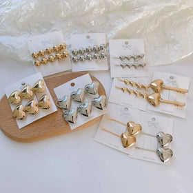 Design 4pcs Fashion Alloy Hair Clips Heart Hairpins Golden Metal Bobby Pins Set for Girls Hair Beauty