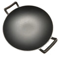 Hot Sale Cast Iron 32cm Deep Construction Wok Heavy Duty Frying Pan with Double Ears Handle Flat Base for Grilling Gas Induction