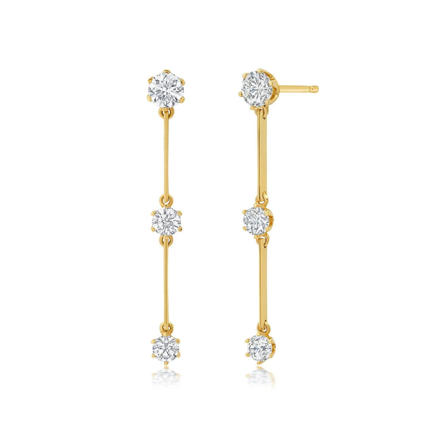 LOZRUNVE Hot French Design Fashion Long Triple Zirconia Drop Earrings Gold Filled Jewelry