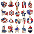 America Independence Day USA Alloy Charm Pendant Patriotic Flag Pendant Enamel Diy Gold Charms Accessories for Making Jewelry