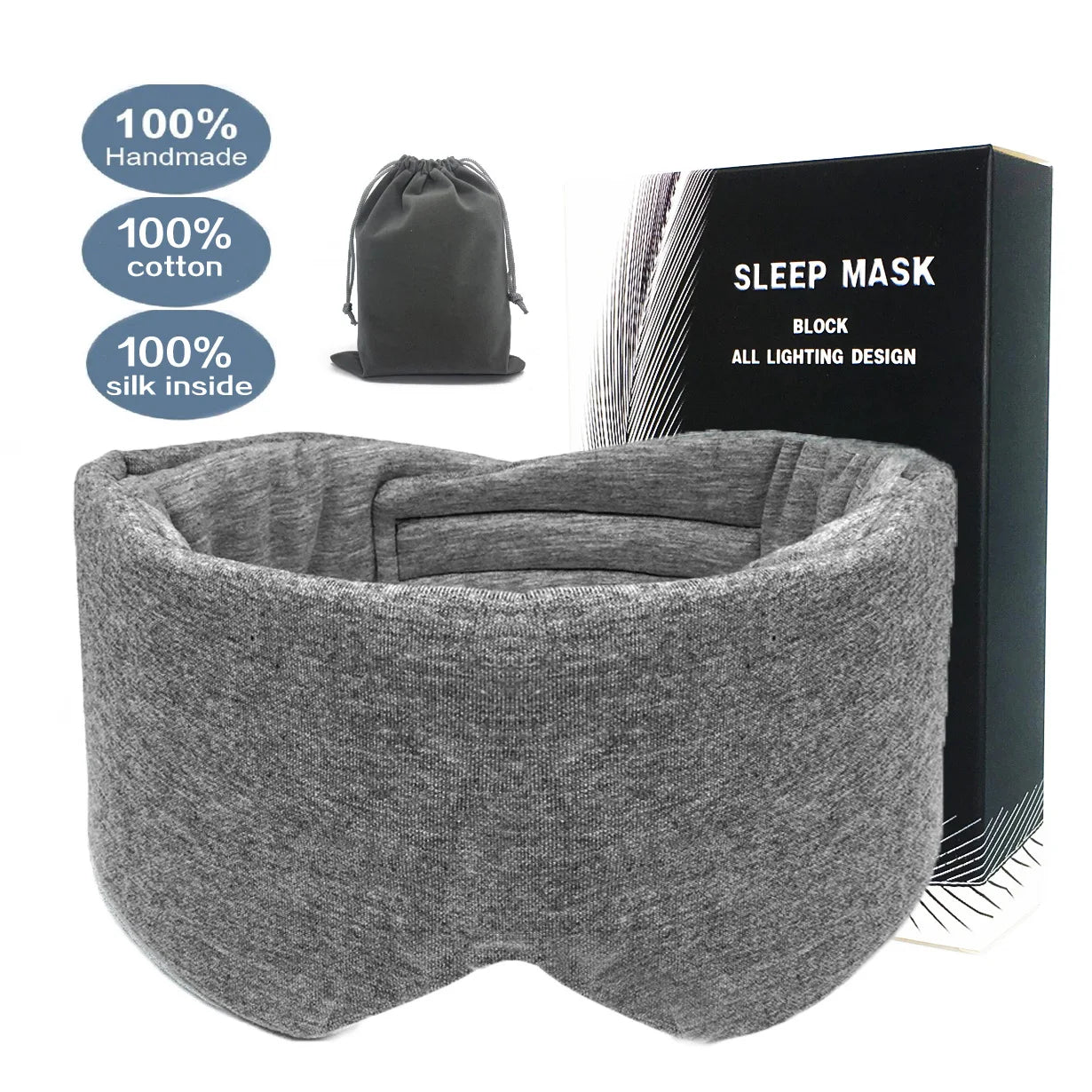 Handmade Cotton Sleep Mask Comfortable Breathable Eye Blindfold Blackout and Adjustable for Sleeping Eye Health Supplies