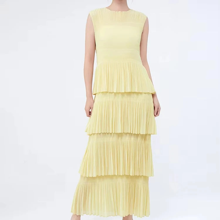 TWOTWINSTYLE Summer Dresses New Solid Color Sleeveless Long Beach Holiday Women Dress