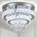 13.7'' Luxury Modern LED Crystal Ceiling Light Round Crystal with Cool Warm White Middle Lamp Sizes for Indoor Room Use