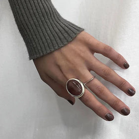 Fine Jewelry Chunky Jewelry 925 Sterling Silver Oval Vintage Ring Gemstone Ring