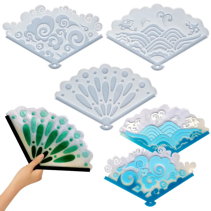 Chinese Fan Drop Glue Mold Literary Small Fresh Summer Transparent Fan Silicone Mold Used for DIY Handmade