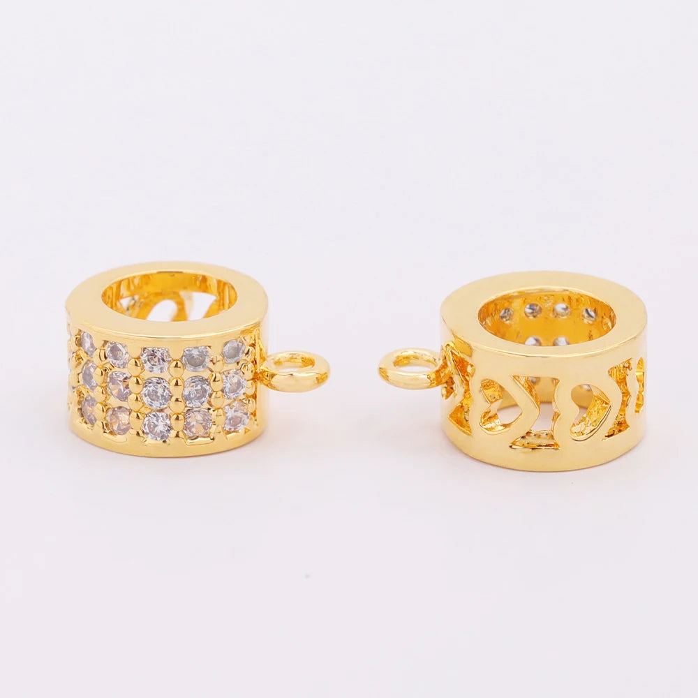 18k Gold Plated Brass Pave Zircon Hollow Spacer Beads Rust-Free Allergy-Friendly Clasp for Necklace Making No Tarnish