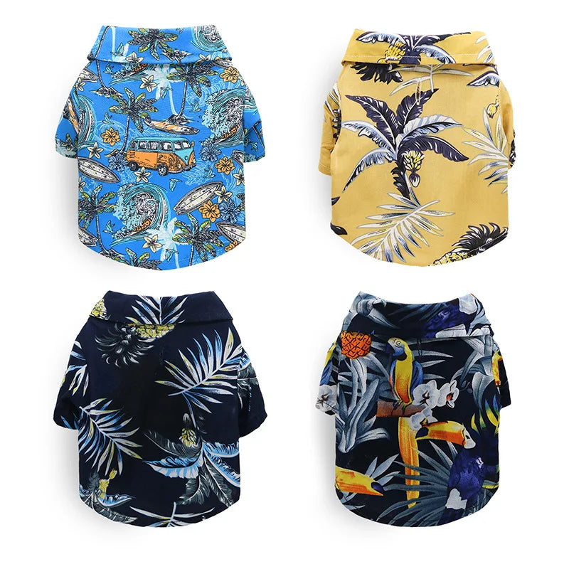 Customized Summer Polyester New Hawaiian Pet Shirt Stylish Dog Cloths