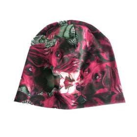 Hot Sale New Custom Digital Print Beanie Hat 100% Cotton Jersey Slouchy Winter Hat Skull Cap