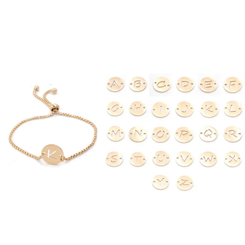 Wholesale Fashion Rose Gold Stainless Steel Initial Charm Bracelet Letters Jewelry Women China Manufacturer Supplier