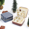 New Arrival Popular Square  PU Leather Jewelry Storage Box Organizer with Mirror in Brown Blue Green Black for Rings Earrings