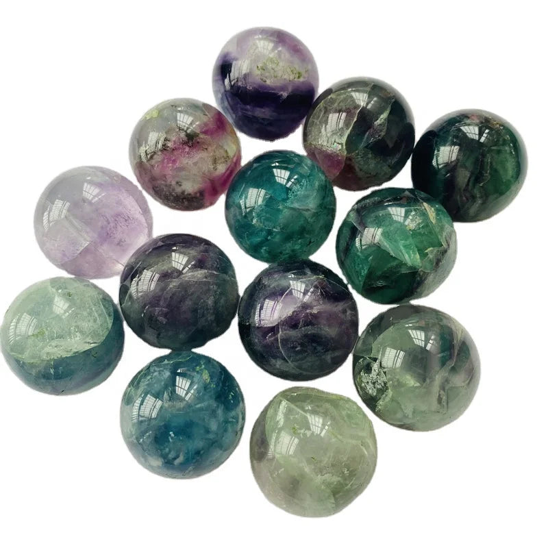 Natural Rainbow Fluorite Sphere Crystal Ball Healing for Decoration