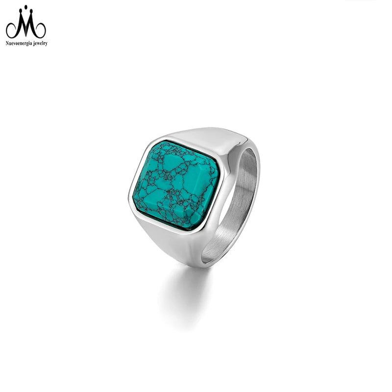 Hot Selling Men's Ring Jewelry Natural Stone Tiger Eye Lapis Lazuli Ring Stainless Steel Ring for Man