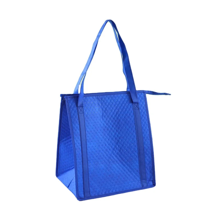 Custom Logo Solid Color Handled Film Covered Waterproof Insulation Cooler Bag Non-Woven Lunch Bag for Cake Food