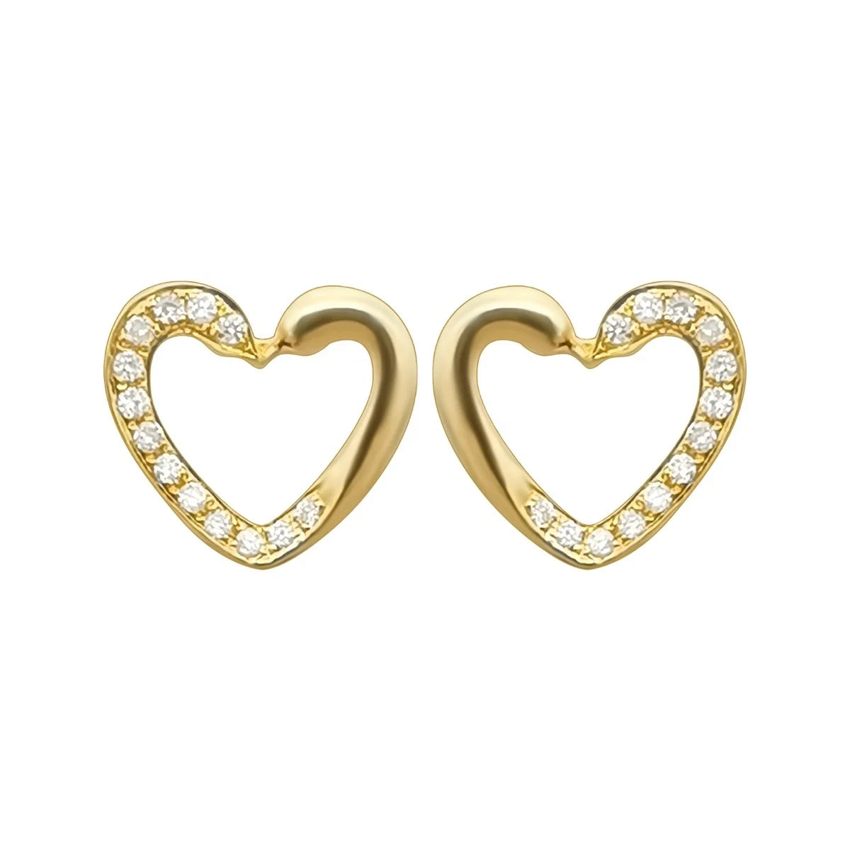 18K Solid Gold Diamond Earrings Fine Jewelry Studs in Heart Shape Wholesale Real 18K Gold Jewelry