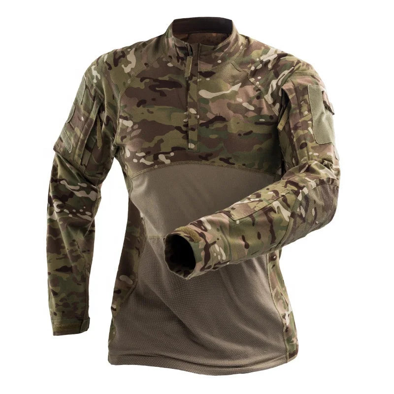 Men's Outdoor Tactical Shirt Camouflage Long Sleeve for Sport Uniform Shirt MC Training Fitting Frog Shirts