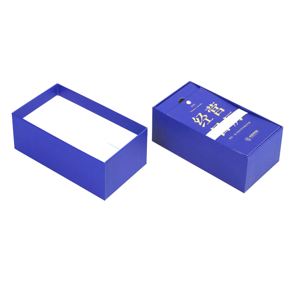Customized Calendar Set with Gold Foil Embossing Matt Lamination Top Bottom Sponge Liner Gift Packaging Box Offset Printing