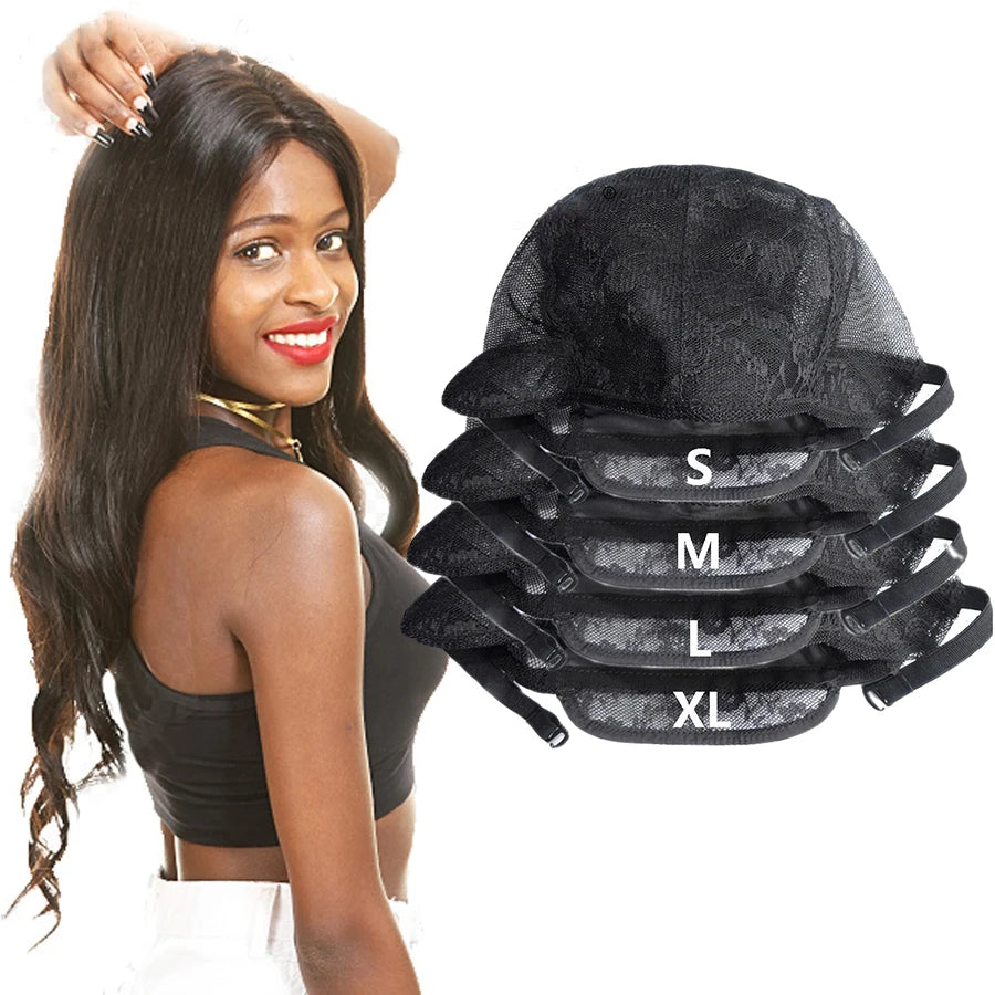 Leeons Monofilament U Part Lace Front Wig Making Caps Ventilated Mesh Braided Perruque Wig Caps with Adjustable Straps