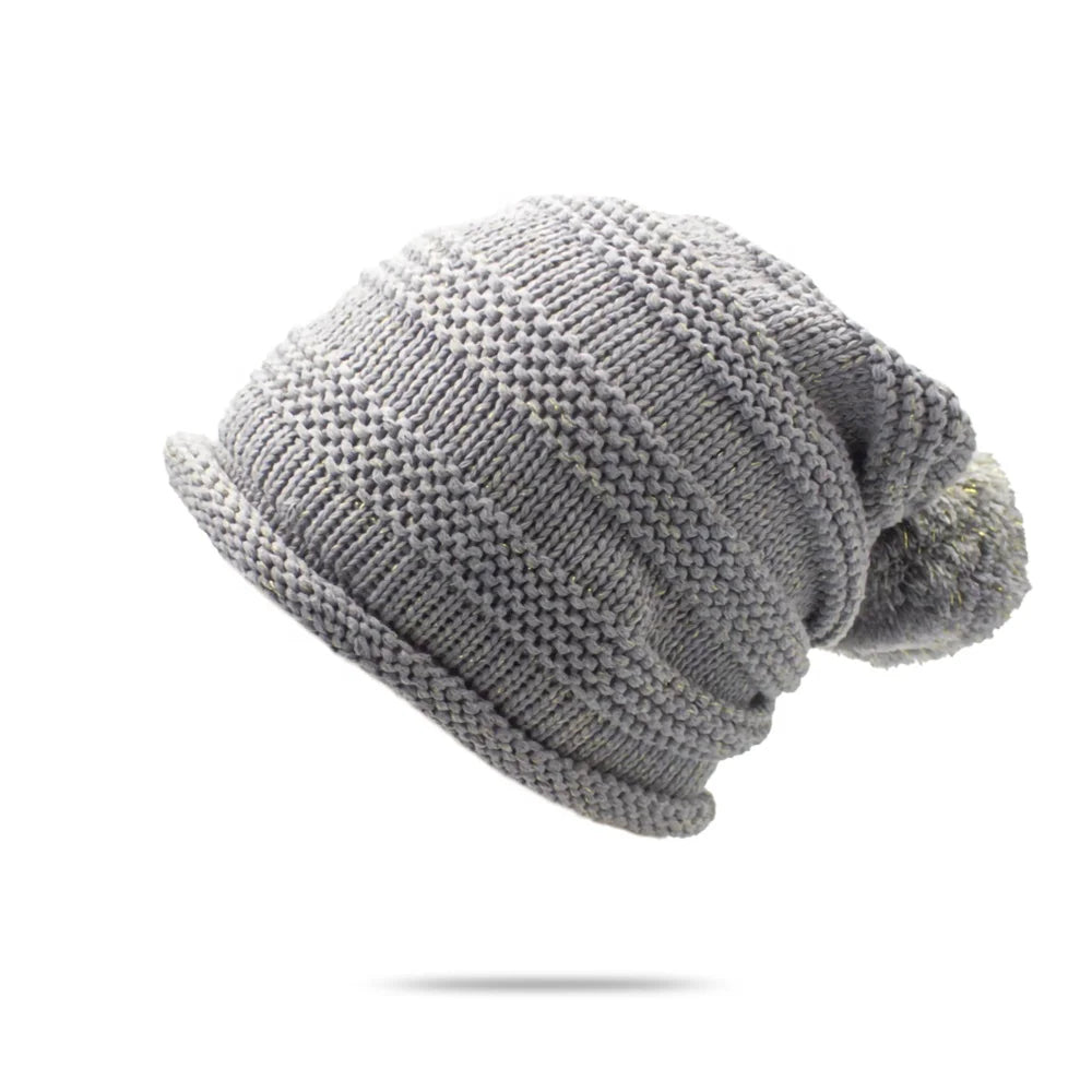 Baggy Custom Logo Women and Men Knitted Winter Hats With Pom Pom Designer Slouchy Checker Custom Kint Beanie