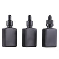 30ml Matte Black Square Glass Dropper Bottle with Smooth Surface for Flat Essential Oil Packings in Skin Care Serums