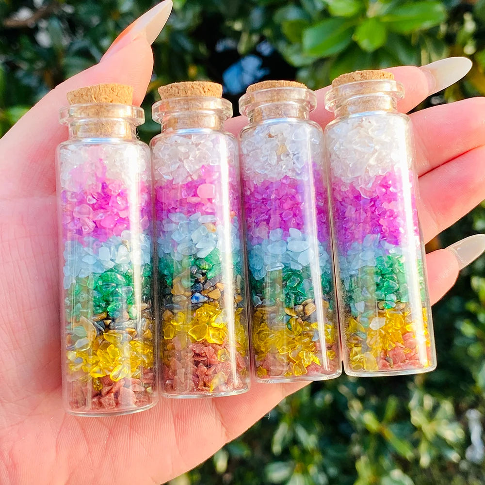 Wholesale Different Materials Crystal Bottle Set Mini Tree Natural Gemstone Terrarium for Spiritual Decor & Energy Healing