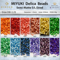Miyuki Delica Beads 1.6 mm [13 Color Semi-Matte S/L Dyed ]10g Pack