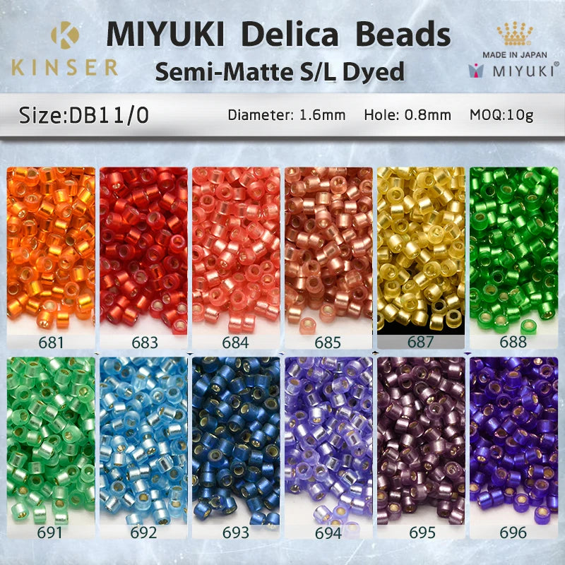 Miyuki Delica Beads 1.6 mm [13 Color Semi-Matte S/L Dyed ]10g Pack
