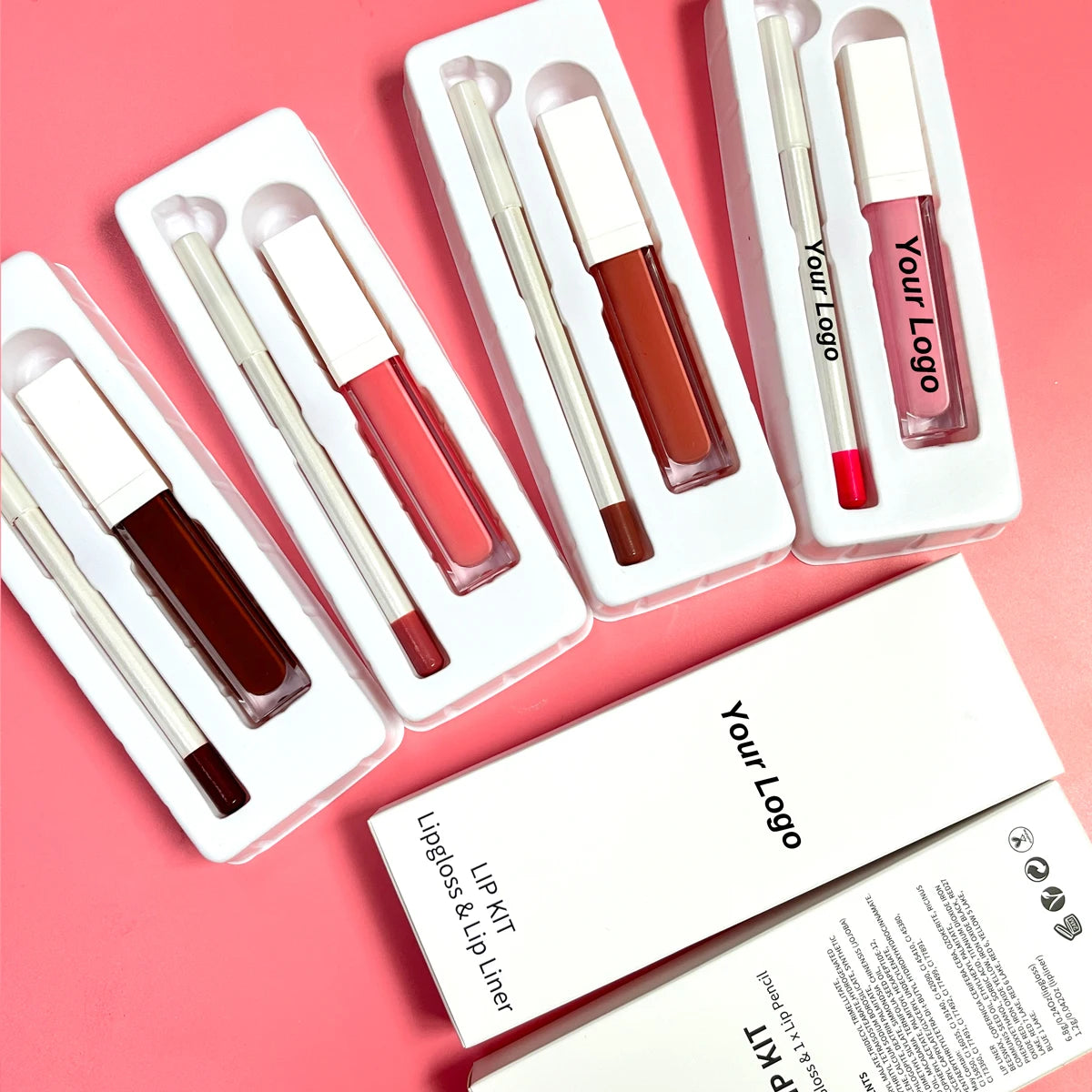 Private Label Vegan Waterproof Matte Lip Gloss Kit with Lip Liner and Lip Gloss Set Custom Logo Option Liquid Form
