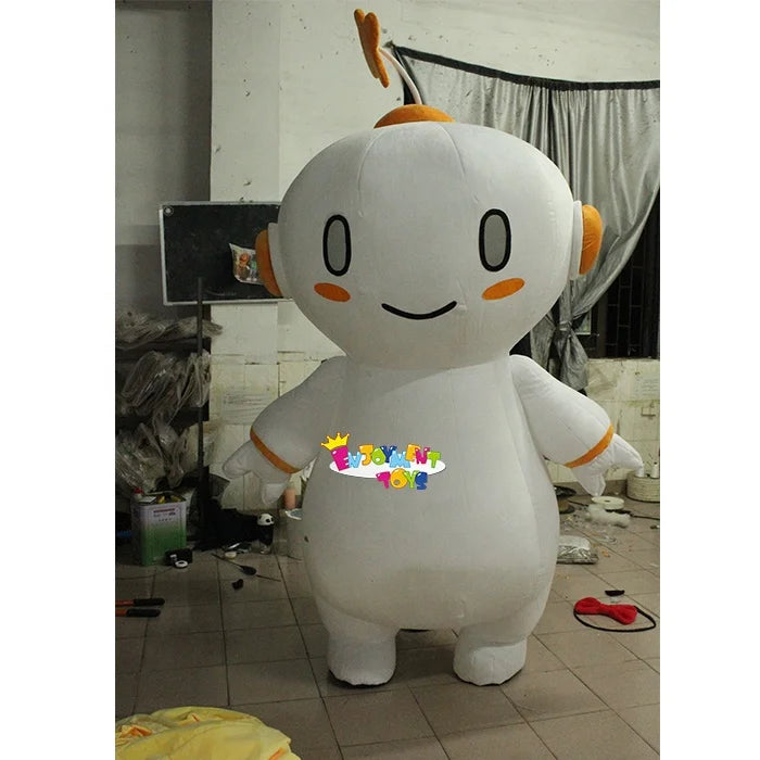 Guangzhou Enjoyment Customized White Robot Inflatable Mascot Costume White Robot Party Adult Mascot