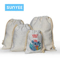 Sunyee Factory Sublimation Santa Sacks Pouch Blanks Custom Printed Logo Linen Drawstring Christmas Gift Bags