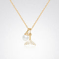 Hot Sale Fashion 18K Gold Plated Pure 925 Sterling Silver Zircon Pearl Mermaid Fishtail Pendant Necklace for Women Girls