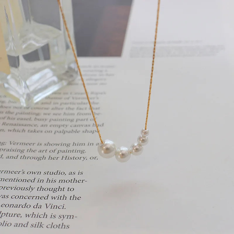 French Design 18k Gold Plating Pearl Necklace Stainless Steel Baroque Pearl Choker Necklace for Girls