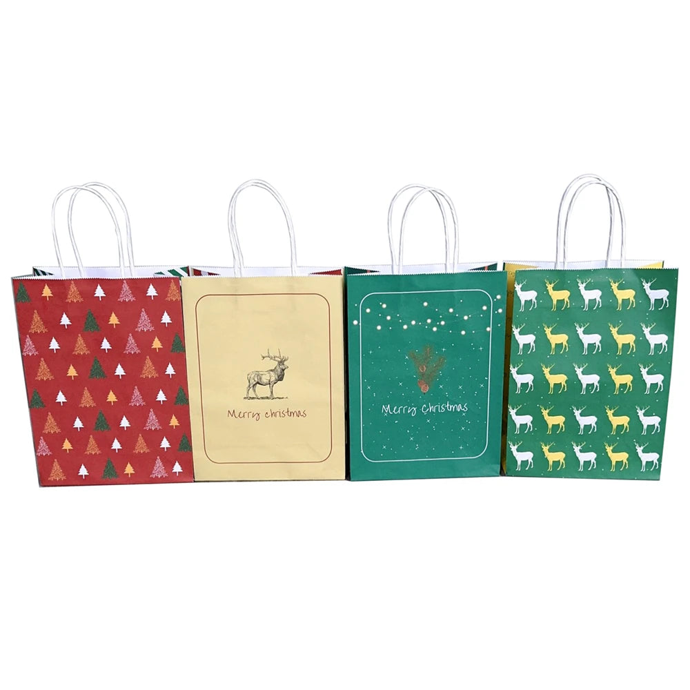 KUAIMA 22*11*27cm Reusable Special Delivery Christmas Bags Kraft Shopping Paper Bags with Handles
