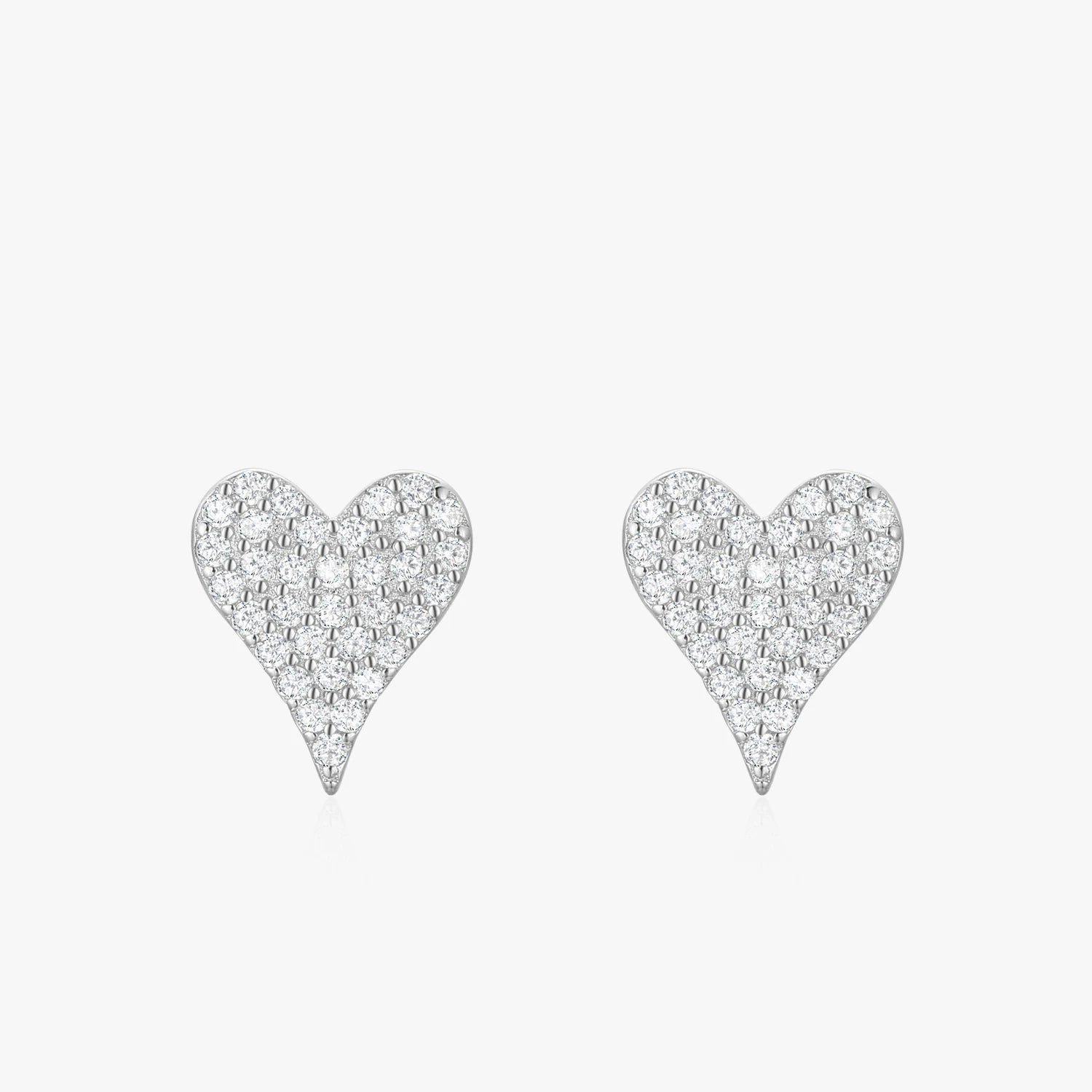Ailmay Real 925 Sterling Silver Fashion Heart Shape Full Drill Clear CZ Stud Earrings for Women Girls Party Accessories Jewelry