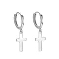 Classical Drop Cross Earrings 925 Sterling Silver Smooth Dangle Pendant Hoops for Women Men Unisex Fine Jewelry Wholesale