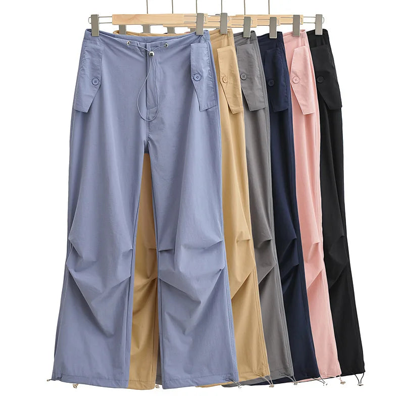 Women Outdoor Hiking Water Resistant Lounge Oversize Casual Pants With Zipper Pockets